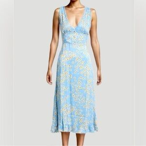 Faithfull the brand Emili Sun Dress in le bon blue floral midi